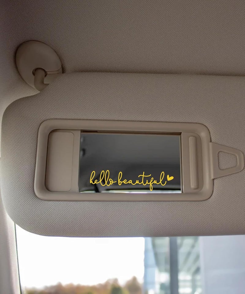 RACOONA Rearview Mirror Decal,Hello Beautiful Decal,Car Accessories Stickers Rearview Mirror Sticker (Yellow) - Image 4